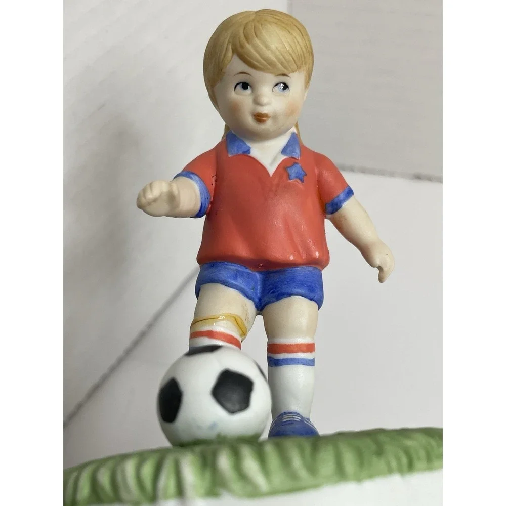 Music Box Company Playmate Soccer  Football Girl Musical Figurine San Francisco